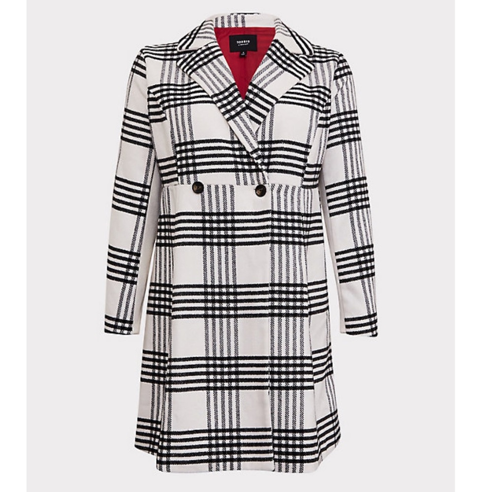 Torrid Black & White Woolen Statement Coat NEW